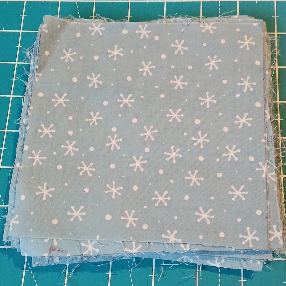 40 Vintage Christmas Snowflake Fabric Pre-cut Squares 5.75 Inch